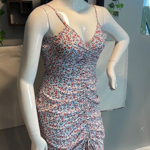 CUPSHE V Neck Adjustable Straps Slip Dress Floral Print Ruffled Drawstring sz XL - Picture 12 of 16